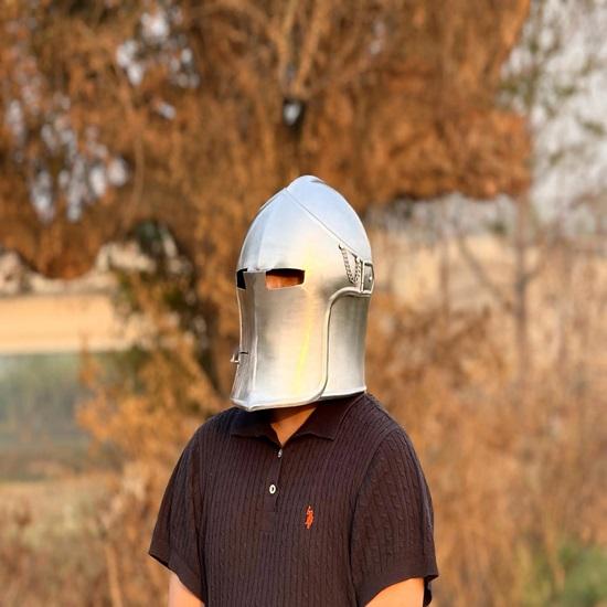 Barbuta Helma Středověká Rytířská Zbroj 18g Měkká Ocel Helma LARP Cosplay Halloweenský Kostým Hledí Válečníkova Helma Nejlepší Dárek