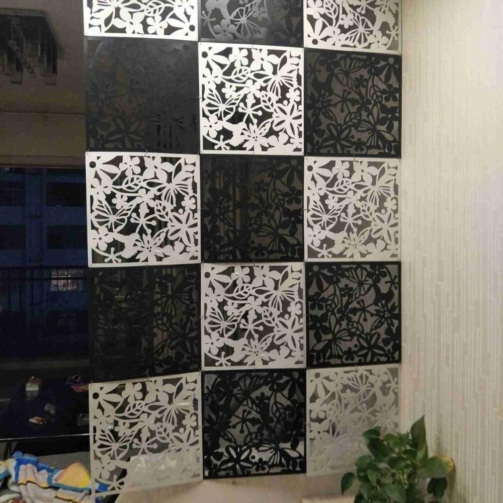 9Pcs Hollow Pattern Room Divider Curtain Flower Carving DIY Privacy Screen Cafe Space