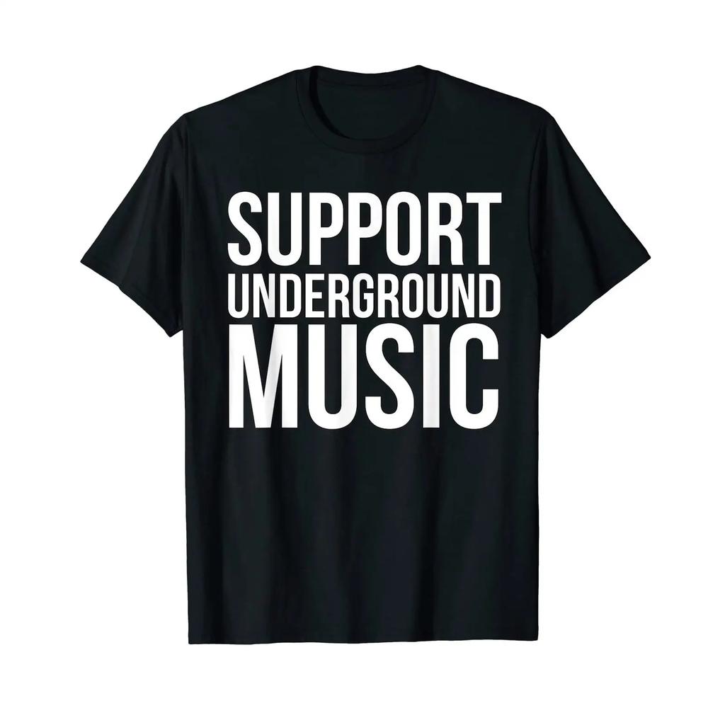 Support Underground Music Jersey T Shirt black vintage Washed graphic Casual For Everyday Wear