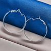 1 Pair of 925 Sterling Silver 37mm Large Round Frosted Hoop Earrings for Women Gift Fashion Jewelry Accessories Party