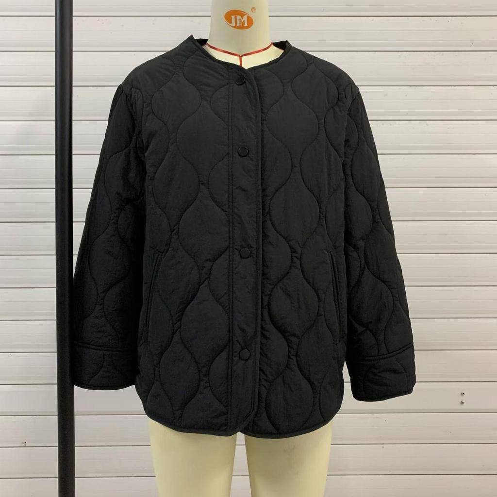 2024 Autumn/Winter Plus Size Women's European & American Diamond Pattern Quilted Cotton Jacket
