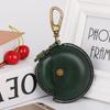 Vintage Leather Coin Purse With Magnetic Snap Portable Round Key Earphone Cable Organizer Bag Men Women