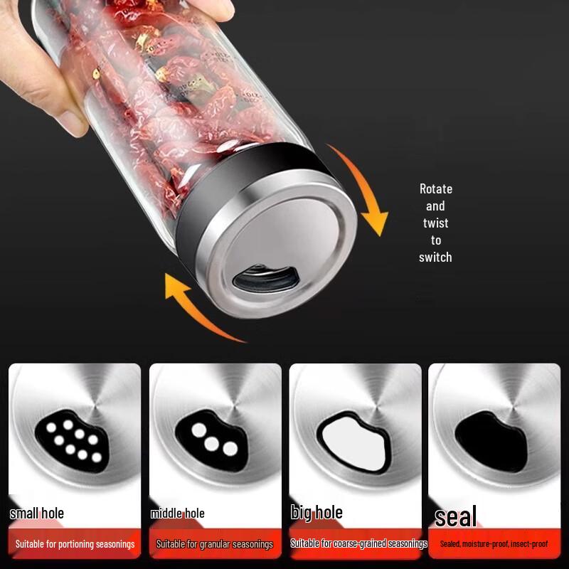 Rotating Multi-Hole Lid Seasoning Bottles