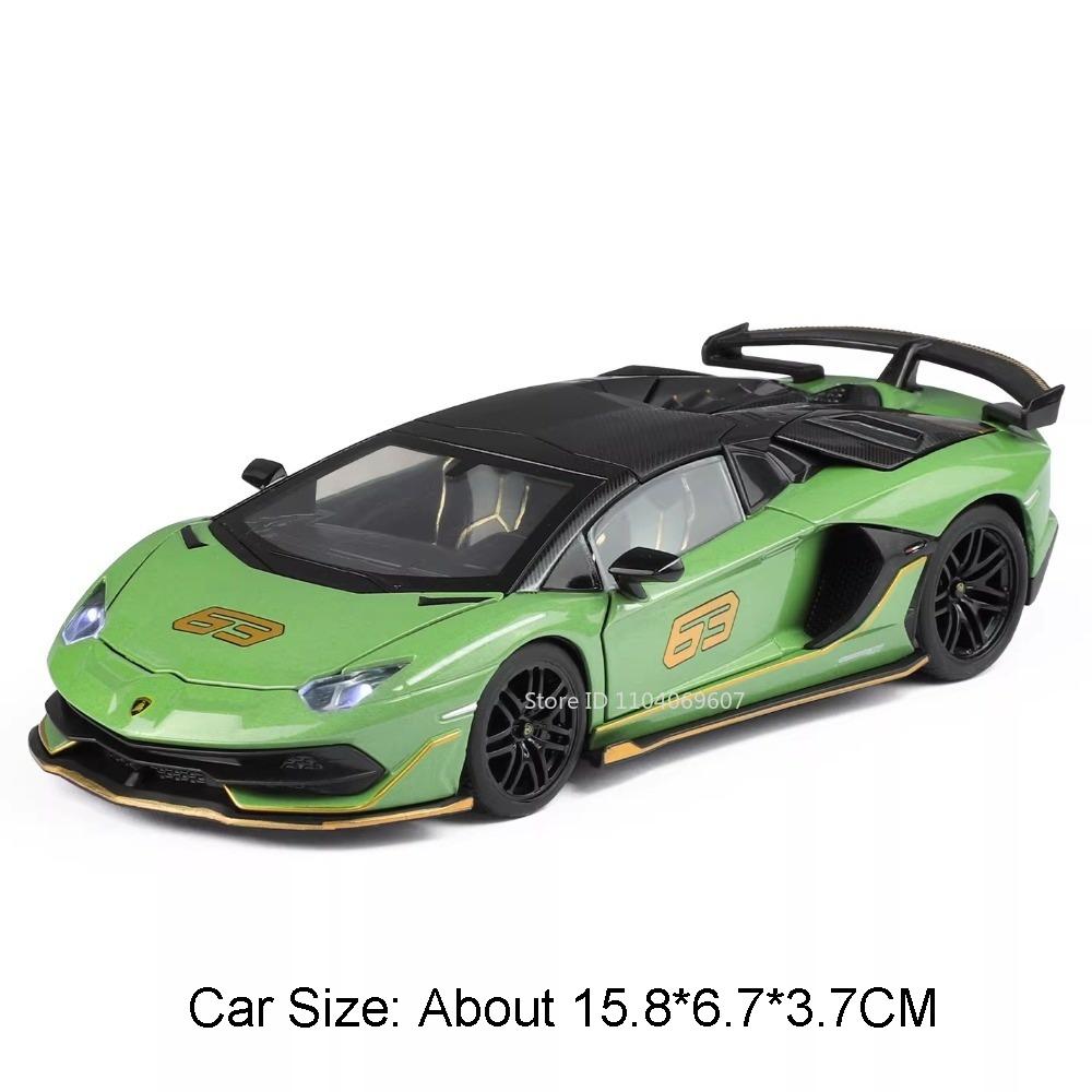 Scale 1:32 SVJ63 LP770 Car Model Toy Doors Opened Sound Light Sports Cars Models Alloy Body Rubber Tires for Children's Toys