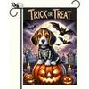 Outdoor Decoration Happy Halloween Garden Flag, Beagle Skeleton Dog and Pumpkin Welcome Garden Flag  Vertical Double-Sided