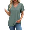 Women's Fashion Casual Short Sleeve V-Neck Court Lock T-Shirt Top
