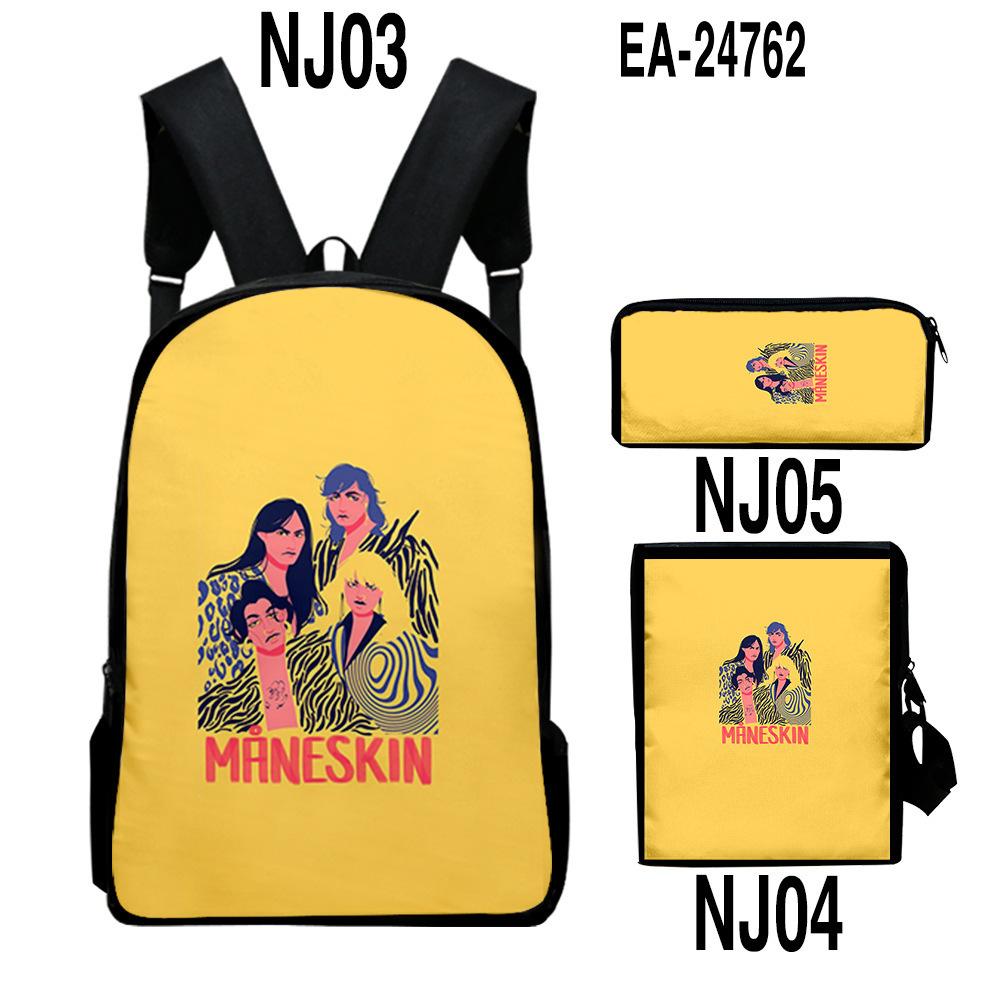 Classic Popular Peculiar Maneskin 3D Print 3pcs/Set pupil School Bags Laptop Daypack Backpack Inclined shoulder bag Pencil Case