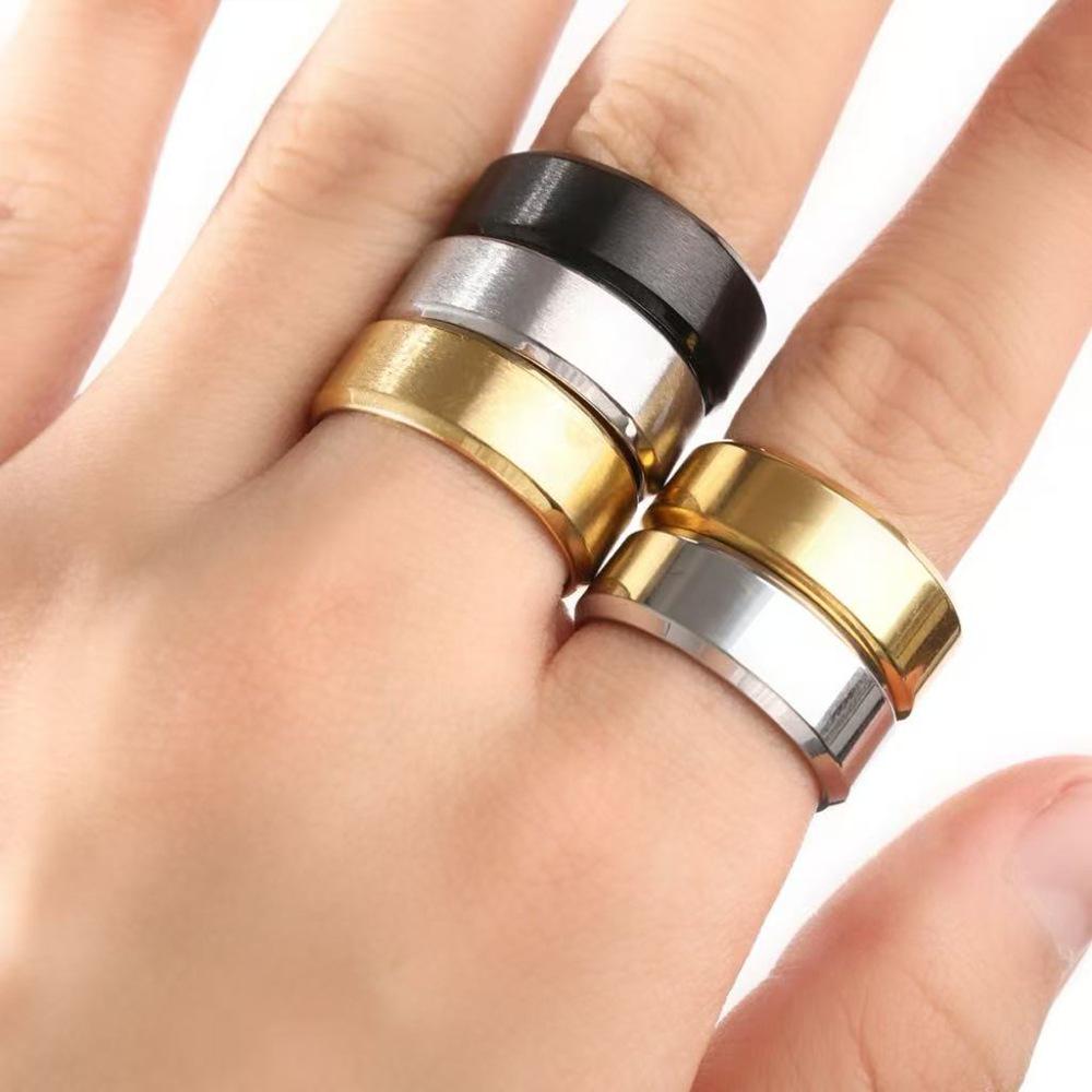 Men's Popular European & American Versatile Stainless Steel Wide Band Ring - Fashionable Plain Titanium Jewelry