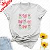 Cute Easter Bunny Pink Bows Coquette Aesthetic TShirt Unisex Crewneck Perfect for Spring Celebrations Family Easter Egg