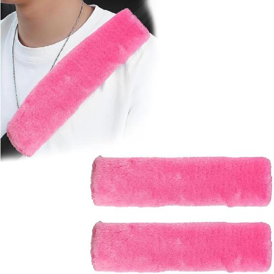 2 PCS Seat Belt Shoulder Pads, Soft Fluffy Plush Seat Belt Shoulder Strap Covers, Comfy Warm Seat Belt Strap Cover Shoulder Cushion For Adult