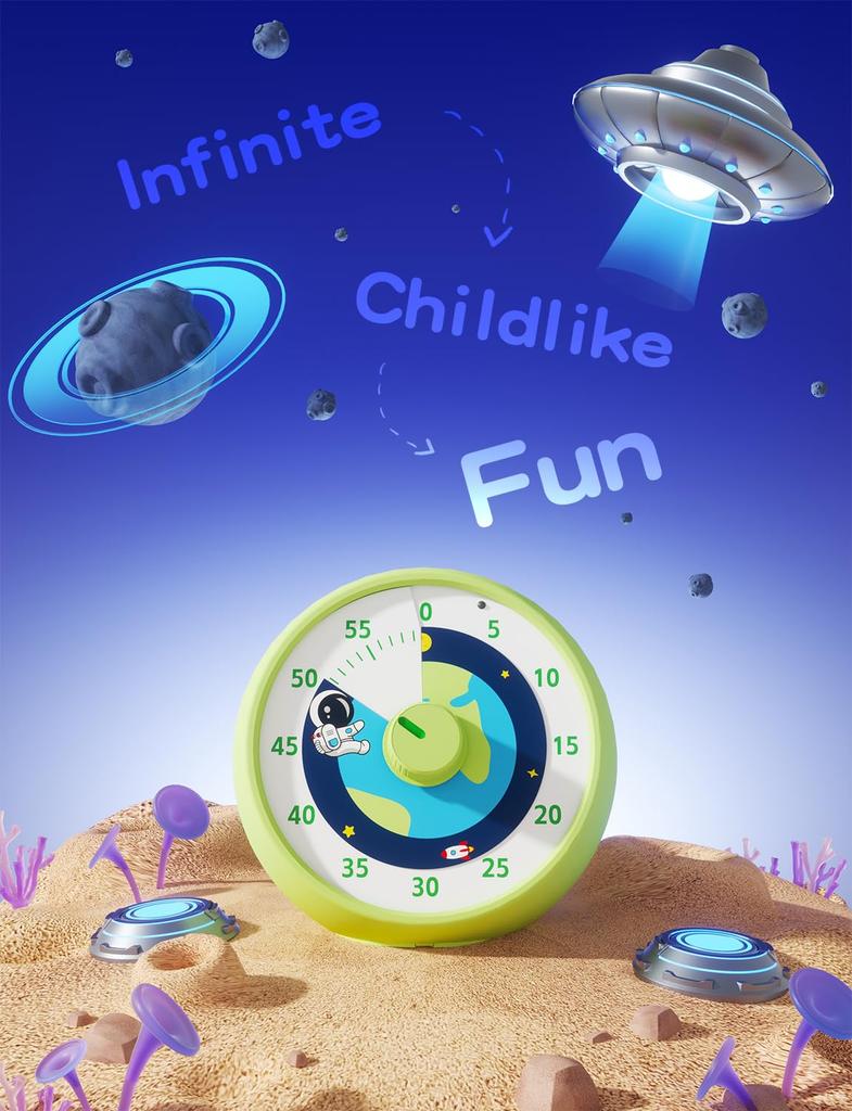 Kiecky Squirrel Dětský vizuální časovač 60 minut odpočítávání pro učebnu Stolní časovač Dětský nástroj pro správu času Tichý provoz Pomodoro Timer Planet