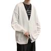 Men's Autumn Korean Style Loose Solid Color College Cardigan Sweater - Trendy Knitted Outerwear