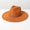 Popular new European and American style unisex fedora with flat brim, velvet ribbon accessory, suede jazz hat