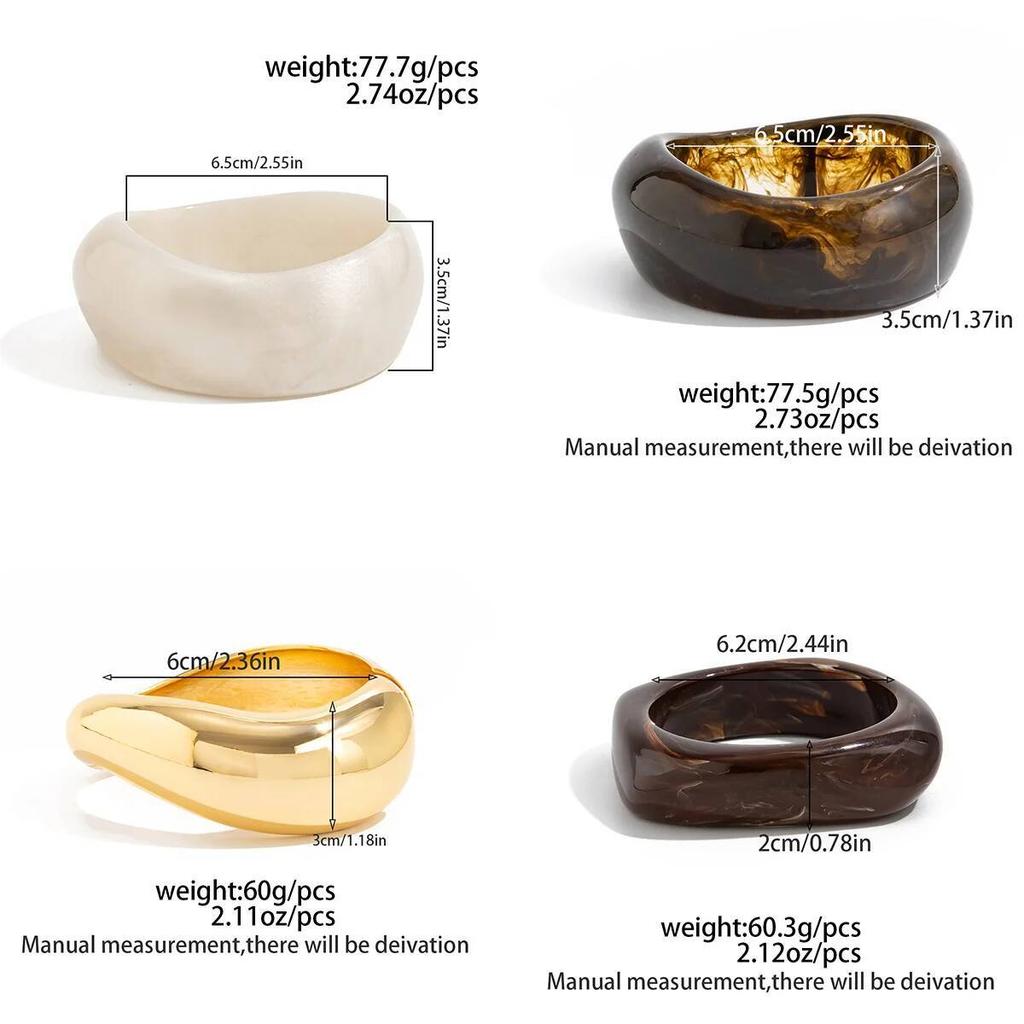 Ingemark Vintage Irregular Resin Acrylic Wide Bracelet Women New Fashion Geometric Stackable Chunky Bangle Bracelet Jewelry New