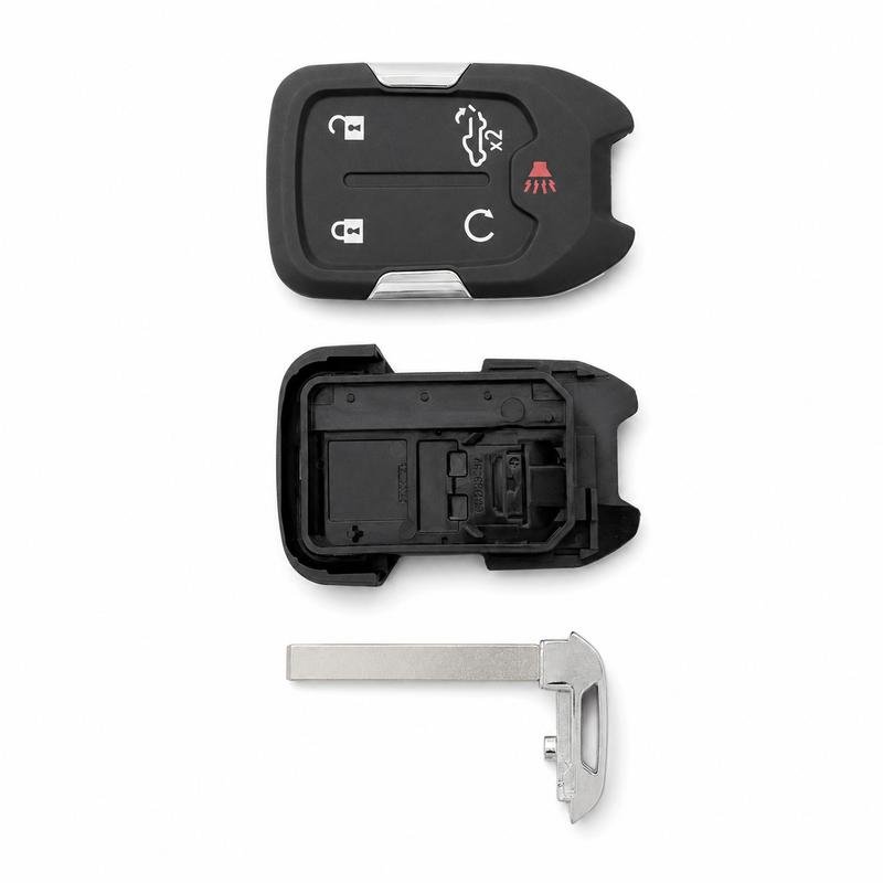 5 Button Key Fob Shell Replacement with Emergency Key Blade for Chevy Silverado GMC Sierra 1500 2500HD 3500HD HYQ1EA HYQ1ES