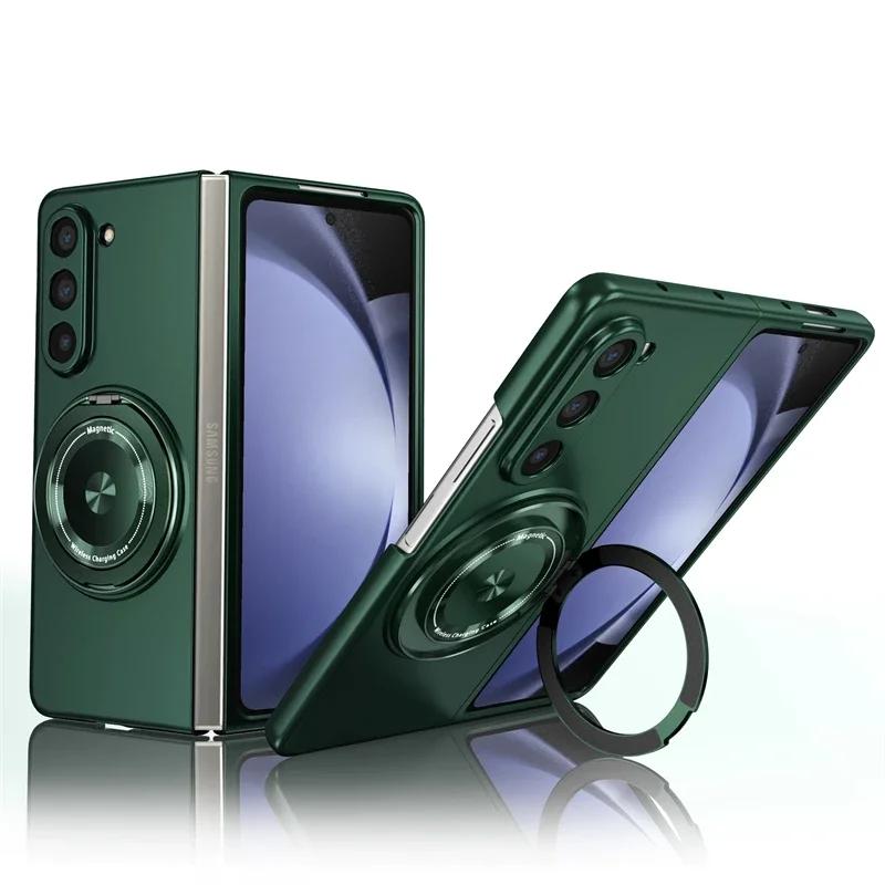 

For Samsung Galaxy Z Fold 7 6 5 4 3 Magnetic Ring Stand Phone Case with 360° Rotation for Magsafe Compatible Hard Protect Cove Galaxy Z Fold4