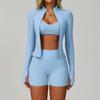 Summer nude yoga suit beautiful back tight quick-drying fitness suit outdoor sports running three-piece set