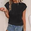 2025 Women's European & American Fashion Textured Round Neck Short Sleeve T-Shirt