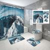 Schneeberg Duschvorhang-Set Schöne Naturlandschaft Duschvorhang Rutschfeste Badematte Toilettendeckelbezug Für Badezimmerdekoration