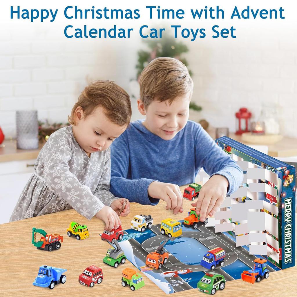 Cars Advent Calendar 2025 Construction Cars Set Xmas Countdown Calendar Holiday Countdown Calendar Gift for Kids Boys
