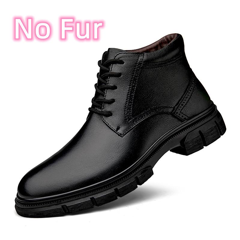 2024 Hot Sale Genuine Leather Men Ankle Boots Male Shoes Warm Plush Fur Winter Boots  New Stylish High Top for Men Outdoor Shoes
