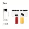 6pcs Reusable Transparent Plastic Juice Bottles with Lids, For Beverages, Smoothies, Milkshakes, Fridge Storage Containers