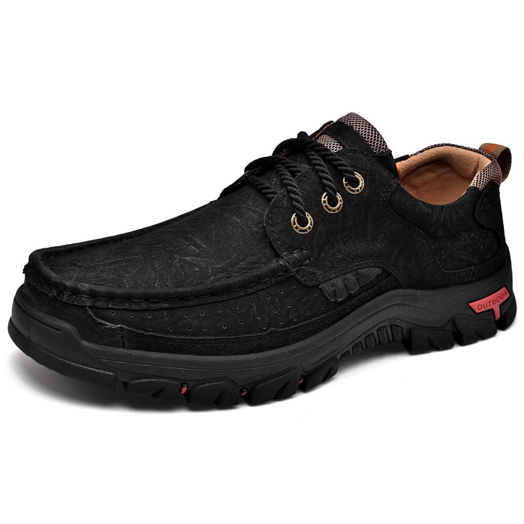Men's Outdoor Casual Slip-On Leather Shoes - Large Size, Non-Slip, Wear-Resistant, Soft Sole