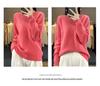 Women's Slimming Wool Pullover Sweater - Loose Knit, Versatile Autumn/Winter Base Layer, Solid Color, Round Neck.