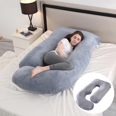 Almohada de embarazo con protección para la cintura, para dormir de lado, en forma de J, extraíble y lavable.