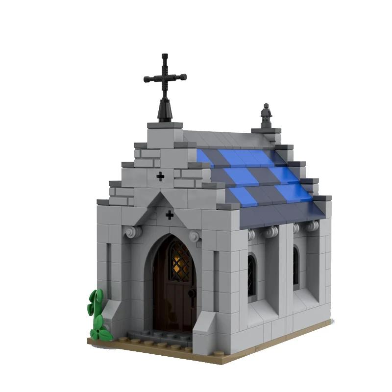 DIY custom MOC building block toys, medieval church cabin model decoration, creative assembly toy collection, festival gifts