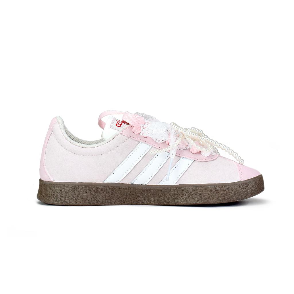 Adidas VL COURT 2.0 Slip Resistant Abrasion Resistant Low top Skateboard Shoes Unisex Pink HQ1802(Team462-)
