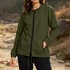 Women's Plus Size Lightweight Hooded Jacket Long Sleeve Zip Up Foldable Windbreaker with Storage Bag Outdoor Casual Coat