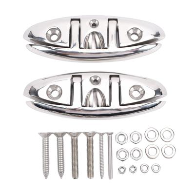 2 Sets Boat Folding Cleat 316 Stainless Steel Flip Up Dock Cleats with Back Plates and Screws for Kayak Yacht Pontoon