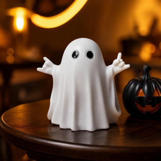Halloween Gift for Kids Ghost Gnome Figurines, Resin Tabletop Decoration, Cute Party Supplies Statue, Decorative Ornaments Indoor Outdoor Home