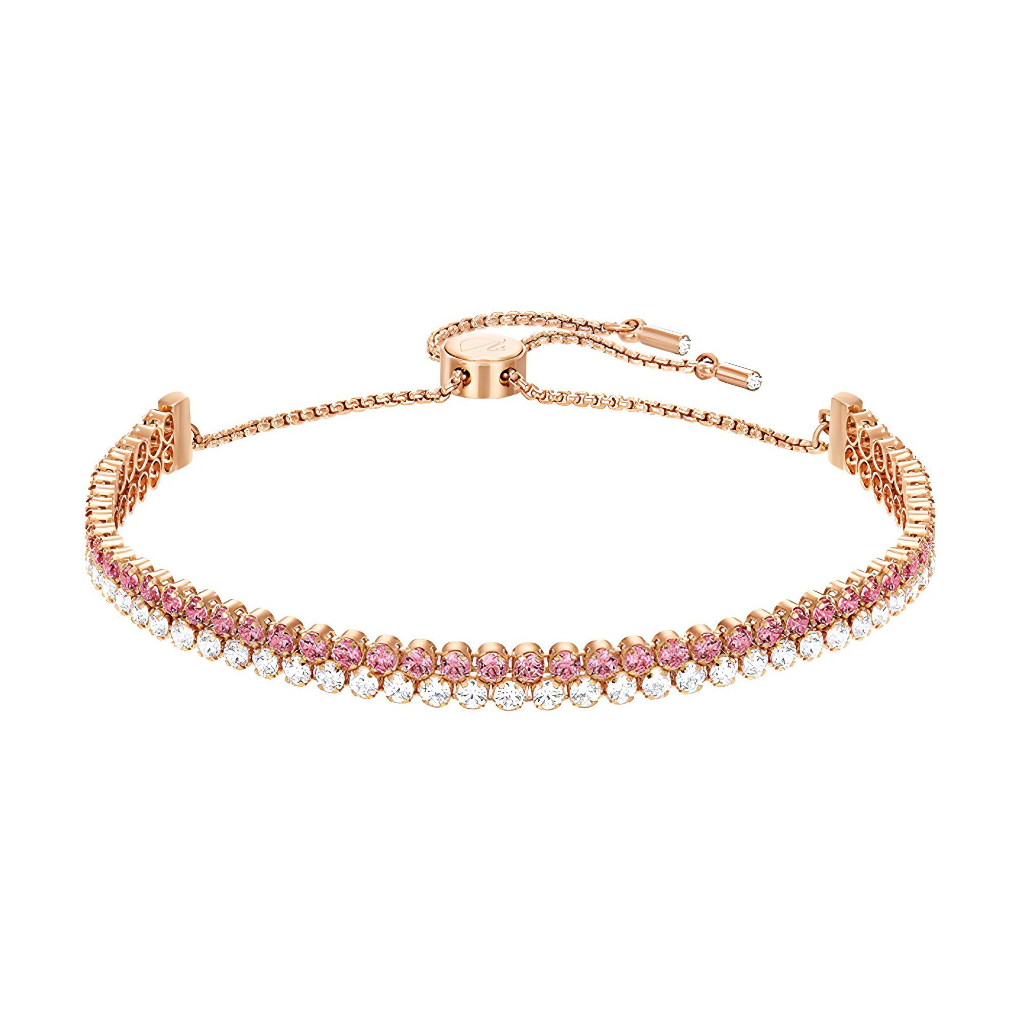 Swarovski Rose Gold Double Row Diamond Soft Sparkling Bracelet Women jewelry 5224179 Rose Gold,F