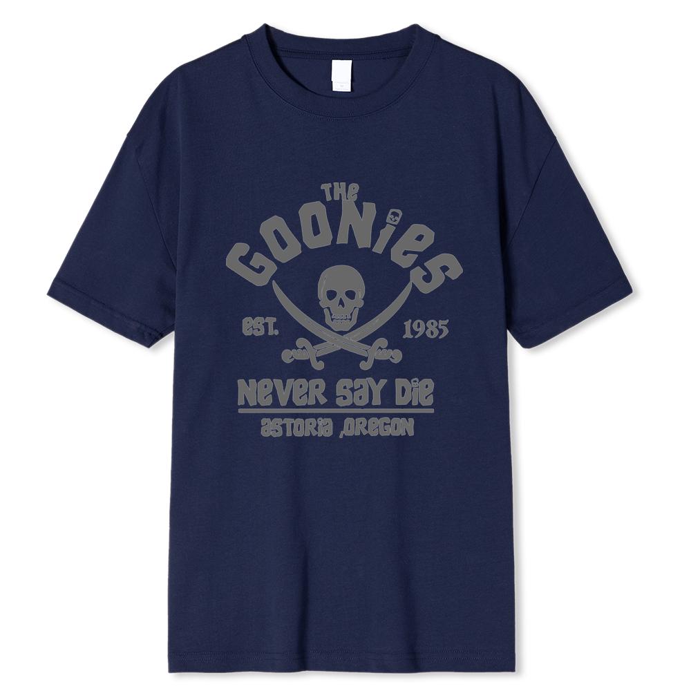 Herren-T-Shirt „The Goonies Never Say Die“ aus Baumwolle, lustige kurzärmelige T-Shirts mit Rundhalsausschnitt, T-Shirts für Erwachsene, übergroß, atmungsaktiv
