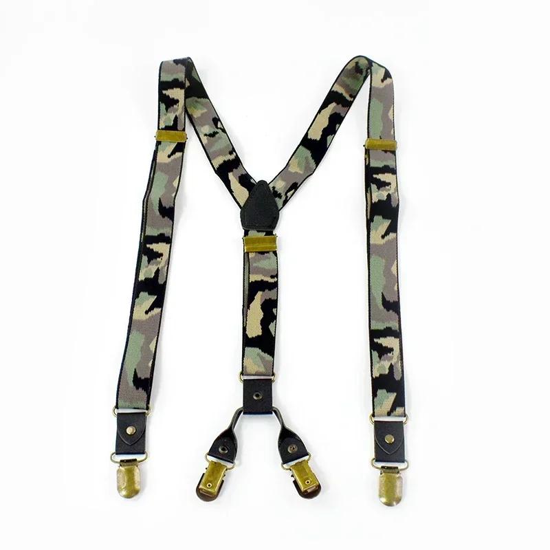 

Deepeel 2.5cm Wide Elastic Suspenders Straps 4 Clips Y-Type Stripe Strong Stretch Braces Male Casual Gallowses Apparel Accessory