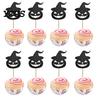 Stiff Cake Topper for Desserts 8 Pcs Halloween Cupcake Toppers, Black Glitter Witch Hat Pumpkin Burr-free Picks Party Supplies, Birthday Decoration