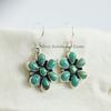 Natural Turquoise Dainty Flower Earrings, Dangle Earrings, 925 Sterling Silver Earrings, Cluster Jewelry, Gift for Mom, Birthday Earrings