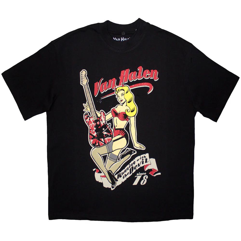 Van Halen Oversized T-Shirt: Running With The Devil (Black) OFFICIAL NEW M