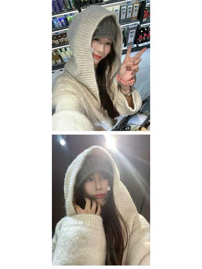 Cozy Knit Hooded Sweater Cardigan - Women's Autumn/Winter Korean Style