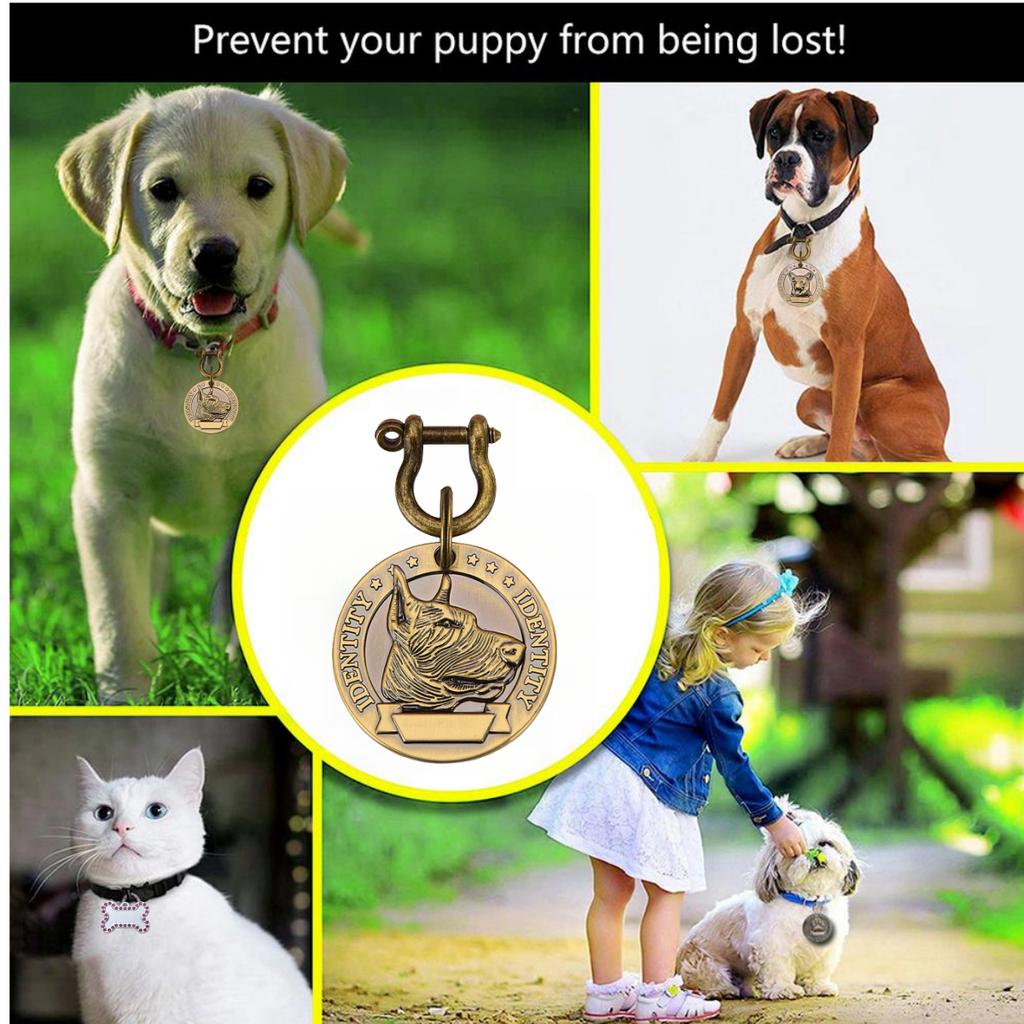 1 Stück Haustier-ID-Tag, bronzefarbenes Namensschild für Hunde und Katzen, personalisierte Adressnummer, ID-Anhänger für Hundehalsband