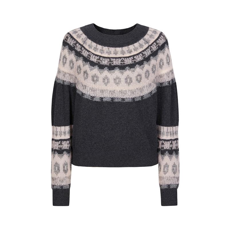 JUZI Annakou Women's Retro Jacquard Wool Knit Sweater