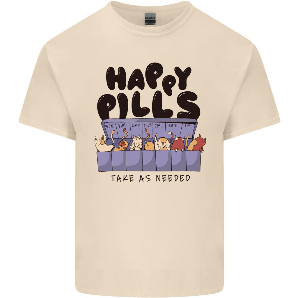 Cats Happy Pills Funny Feline Unisexs Light Cotton TShirt