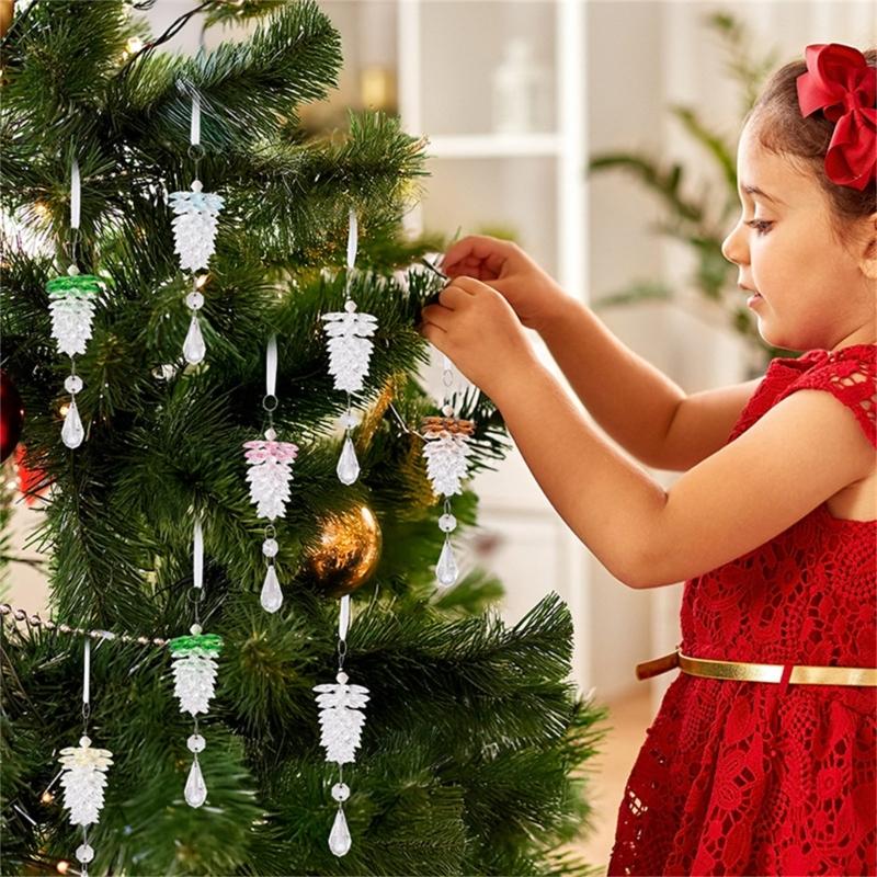 Realistic Acrylic Pinecone Christmas Tree Hanging Decoration Transparent Pine Cone Festival Home Ornament