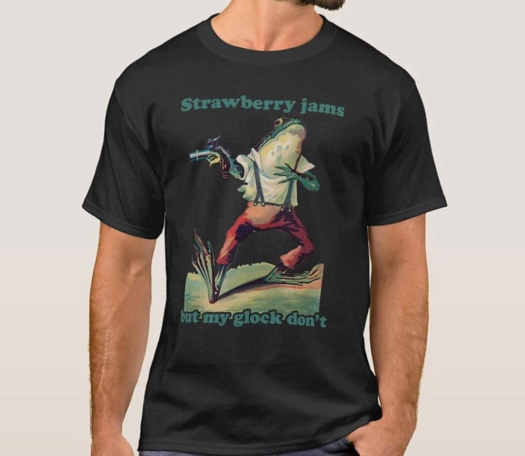 Strawberry Jams But My Glock Don't Shirt Comfortable and Soft Breathable Fashionable Trendy Funny Men's Clothing Men Tee