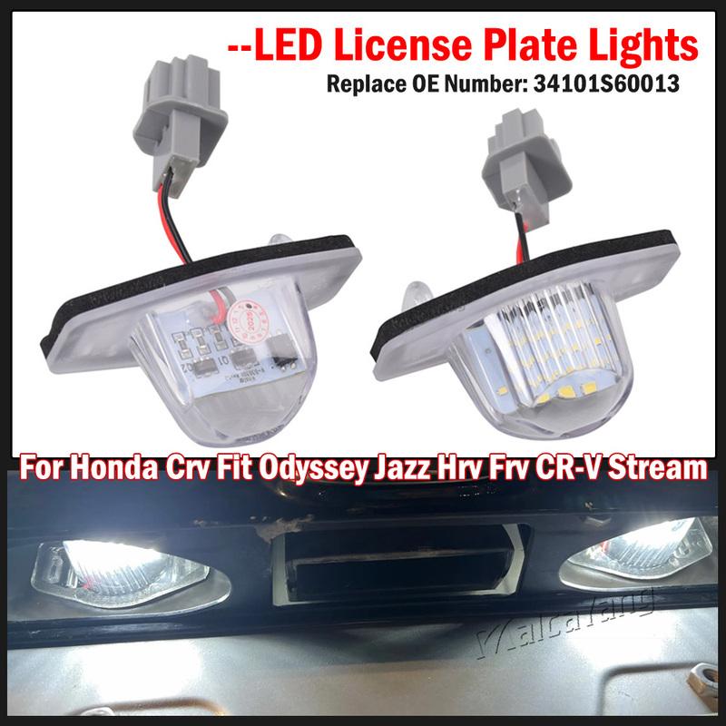 2pcs LED Car License Plate Lights Assembly For Honda Crv Fit Odyssey Jazz Hrv Frv CR-V Stream Freed  Ight 12V 4101S60013