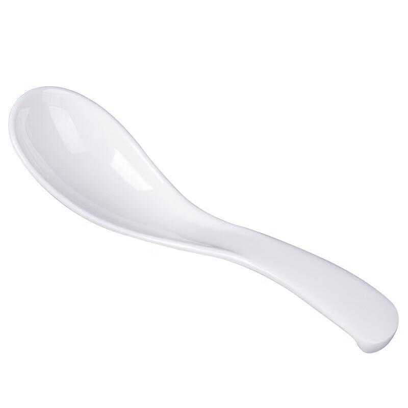 White Melamine Long-Handle Soup Spoon