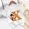 Dragon Ball Goku T-shirt for Children Cartoon Letter A-Z Tee Top Anime Round Collar Clothes Fashion Kids White Clothing Gift