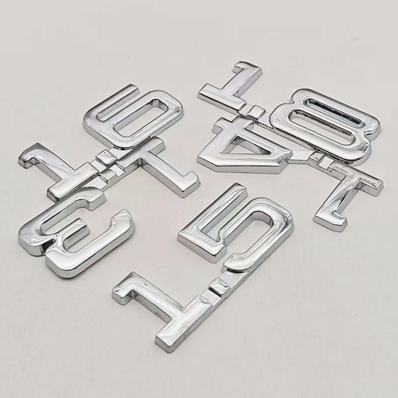 3D Metal Car Displacement 1.3 1.4 1.5 1.6 1.8 T Volume Logo Car Rear Trunk Emblem Badge Vehicle Sticker
